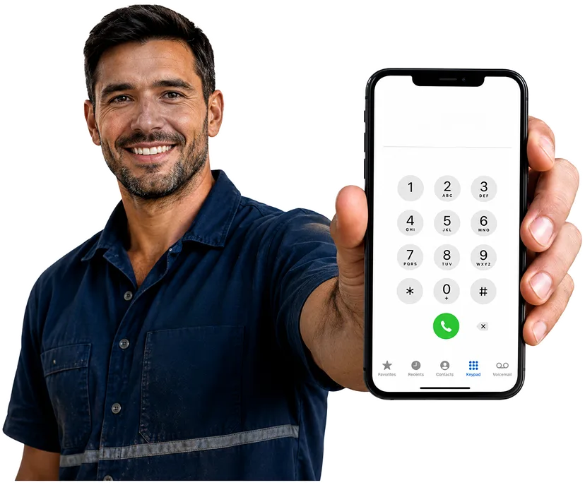 Plumber on the phone taking a Woollahra callout