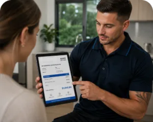 Plumber explaining a service estimate in Woollahra