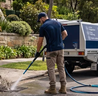 Plumber tracing a drain smell in Woollahra